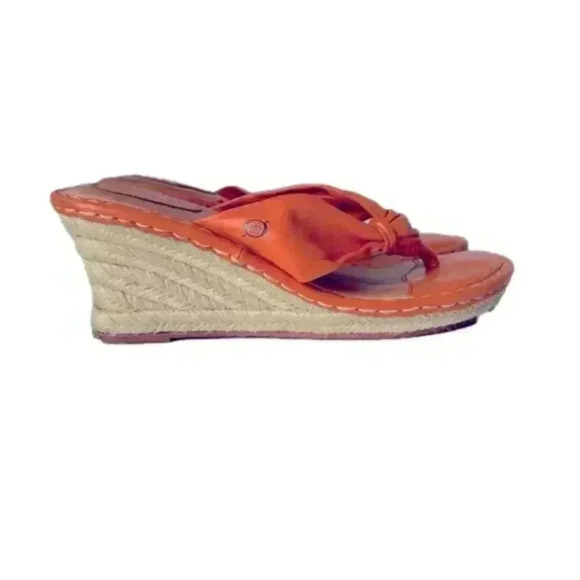 Born orange leather espadrille wedge sandal size 9 - Picture 1 of 5